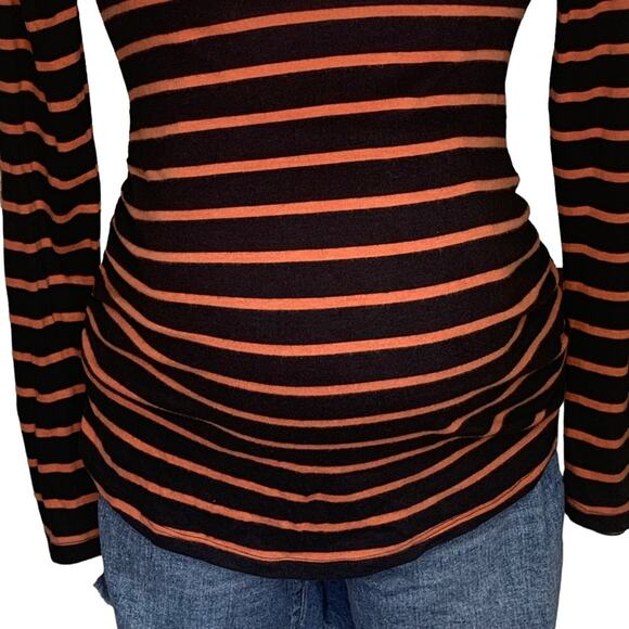 Isabel NWT Maternity Top Long Sleeve Pullover Striped Black and Orange Size XS - Picture 5 of 9